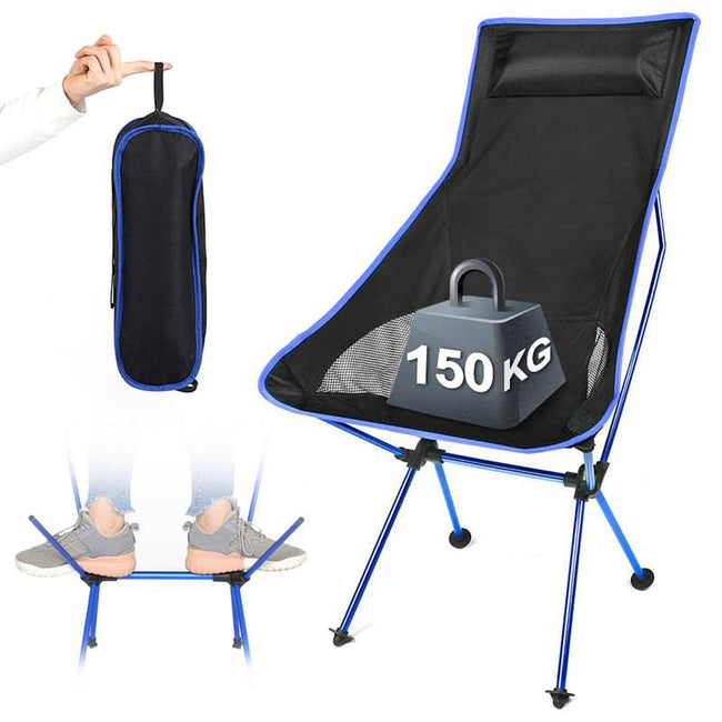 Portable Folding Chair Outdoor Camping Travel Fishing Chair 150kg MaxLoad BBQ - TheWellBeing4All