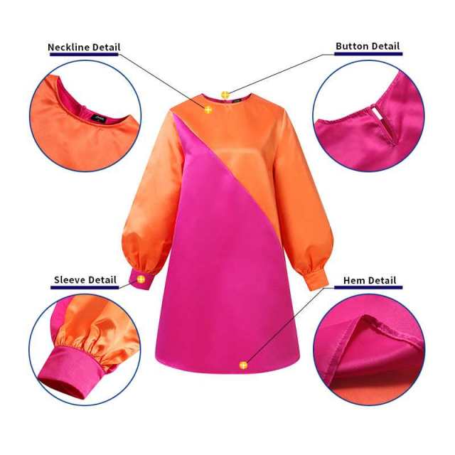 Casual DRESS  O Neck Vintage Patchwork Long Lantern Sleeve Dresses - TheWellBeing4All