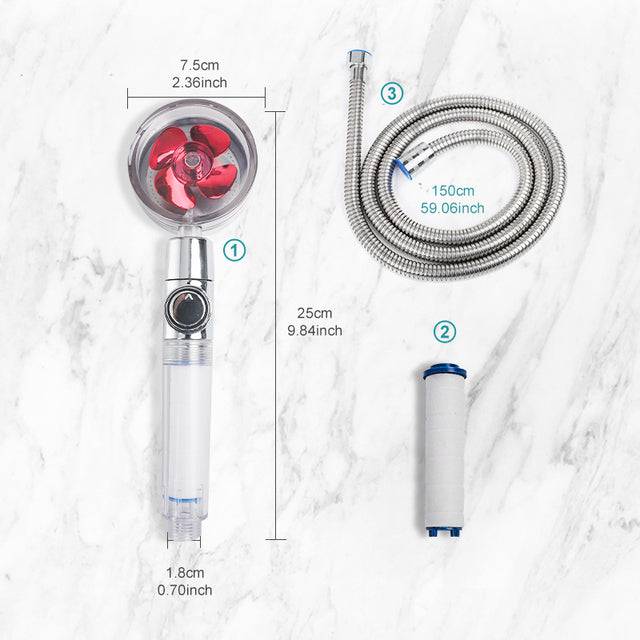 High Pressure Water Saving Shower Head 360 Degrees Rotating Spray - TheWellBeing4All