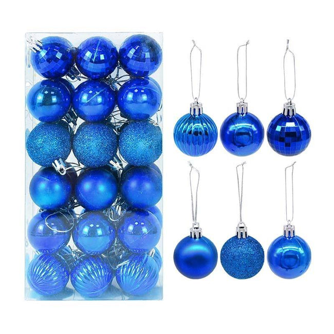 Box Rose Gold Plastic Christmas Balls Ornament 4cm Hang Pendant Ball Indoor New Year Xmas Tree Decor - TheWellBeing4All