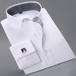 French Cufflinks Shirt Long Sleeve Slim Fit Button Cuff Men Dress Shirts - TheWellBeing4All