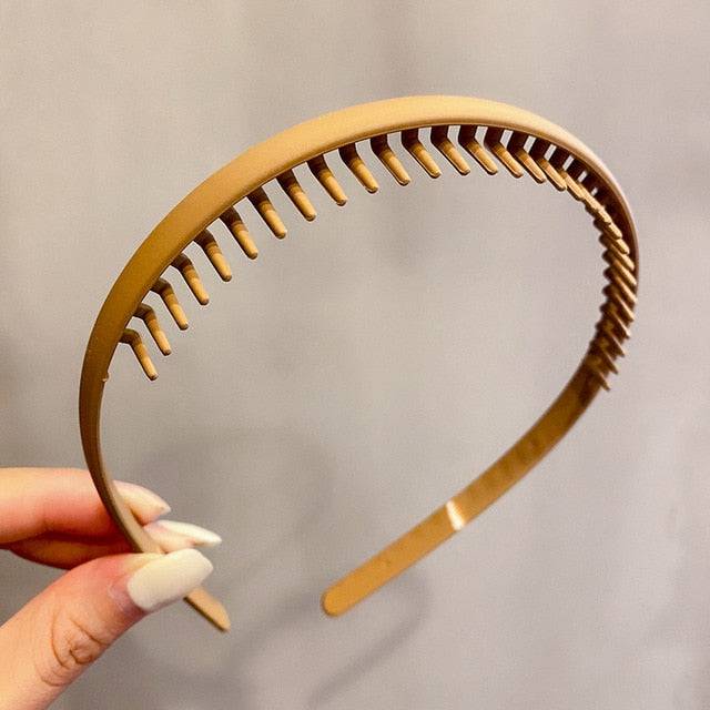 Morandi Color Hair Hoop Female All-Match Press Hair Head Buckle Headband Girl Frosted Serrated Hair Accessories - TheWellBeing4All