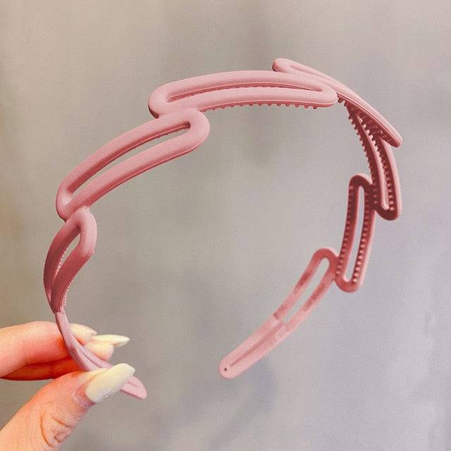 Morandi Color Hair Hoop Female All-Match Press Hair Head Buckle Headband Girl Frosted Serrated Hair Accessories - TheWellBeing4All