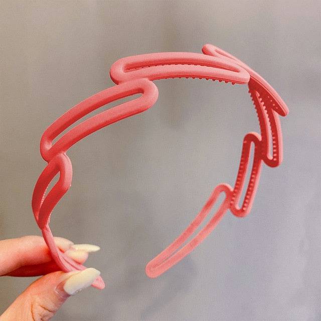 Morandi Color Hair Hoop Female All-Match Press Hair Head Buckle Headband Girl Frosted Serrated Hair Accessories - TheWellBeing4All