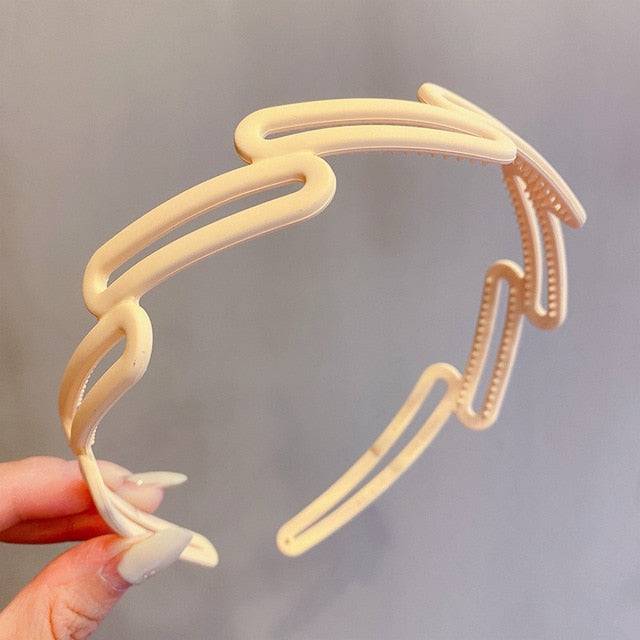 Morandi Color Hair Hoop Female All-Match Press Hair Head Buckle Headband Girl Frosted Serrated Hair Accessories - TheWellBeing4All