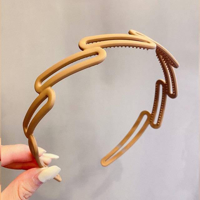 Morandi Color Hair Hoop Female All-Match Press Hair Head Buckle Headband Girl Frosted Serrated Hair Accessories - TheWellBeing4All