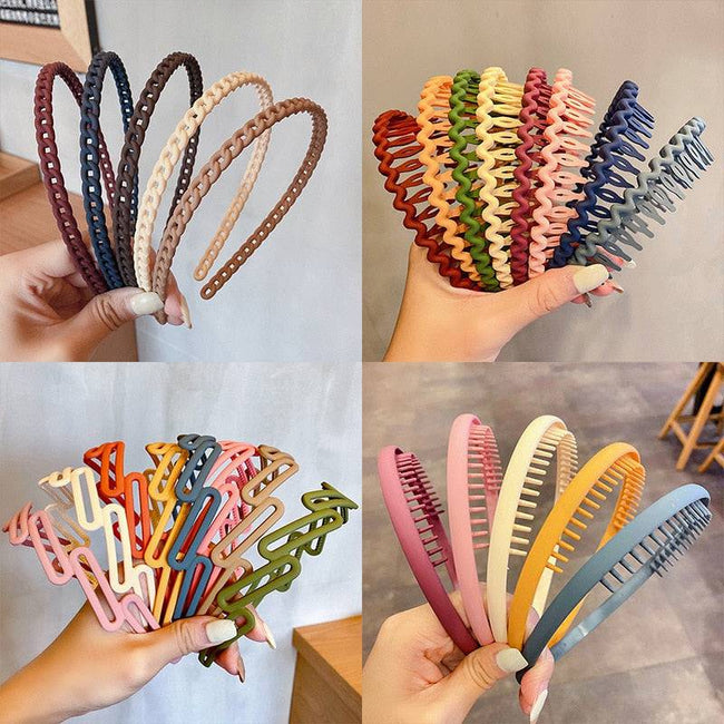 Morandi Color Hair Hoop Female All-Match Press Hair Head Buckle Headband Girl Frosted Serrated Hair Accessories - TheWellBeing4All