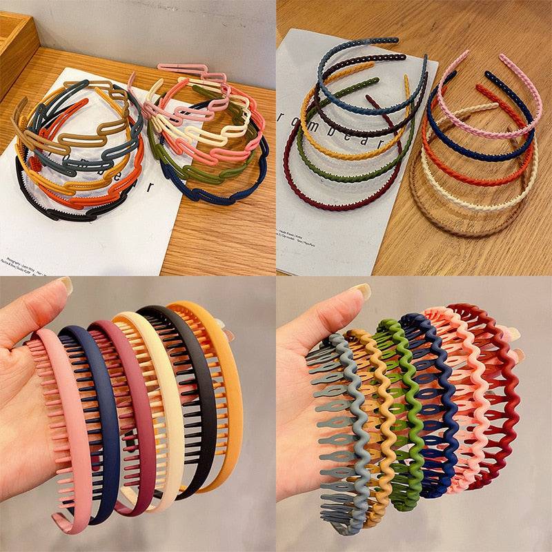 Morandi Color Hair Hoop Female All-Match Press Hair Head Buckle Headband Girl Frosted Serrated Hair Accessories - TheWellBeing4All