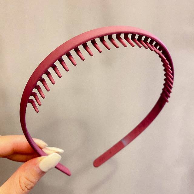 Morandi Color Hair Hoop Female All-Match Press Hair Head Buckle Headband Girl Frosted Serrated Hair Accessories - TheWellBeing4All