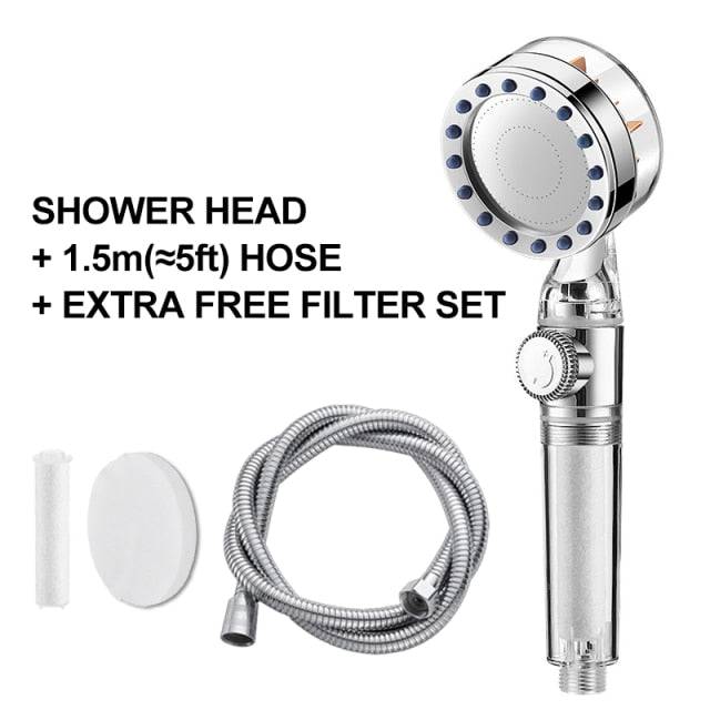 Shower Head High Pressure with Fan and Filter Water Pressure Adjustable Rainfall Shower Water Saving ECO Shower Set - TheWellBeing4All