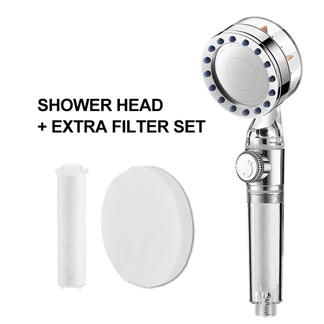 Shower Head High Pressure with Fan and Filter Water Pressure Adjustable Rainfall Shower Water Saving ECO Shower Set - TheWellBeing4All