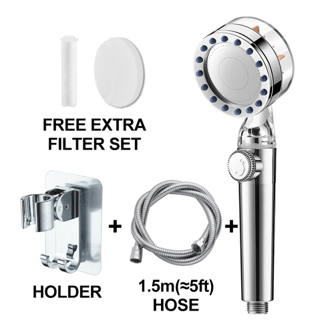 Shower Head High Pressure with Fan and Filter Water Pressure Adjustable Rainfall Shower Water Saving ECO Shower Set - TheWellBeing4All