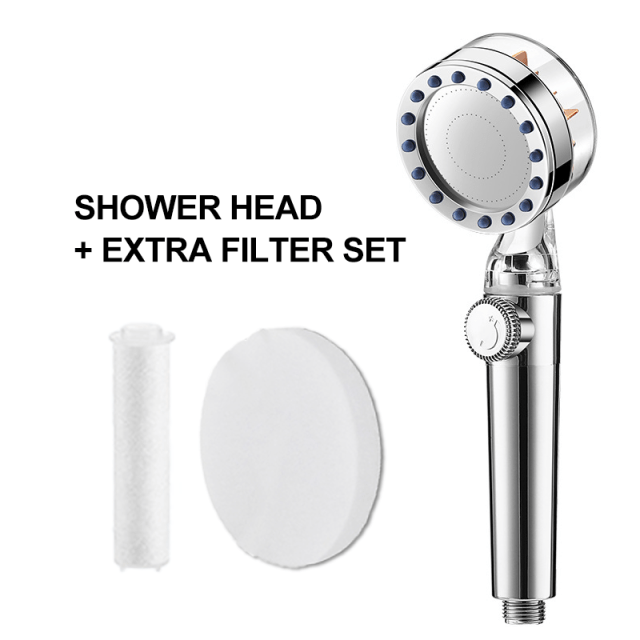 Shower Head High Pressure with Fan and Filter Water Pressure Adjustable Rainfall Shower Water Saving ECO Shower Set - TheWellBeing4All
