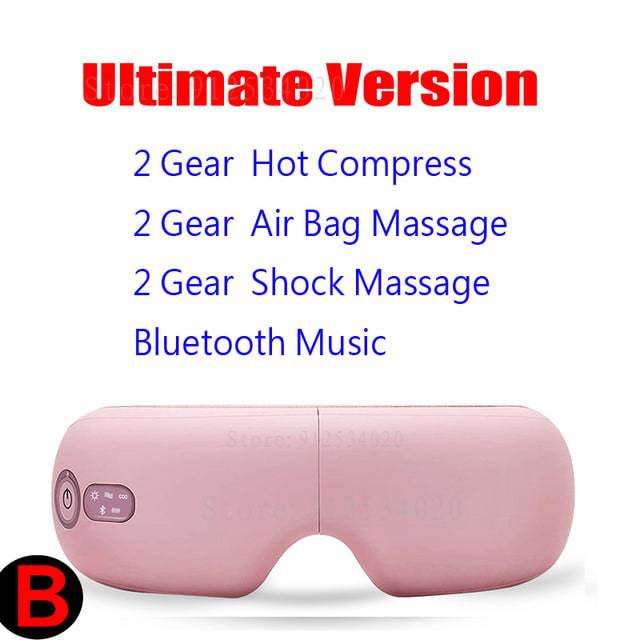Smart Eye Massager Airbag Air Pressure Bag Eye Mask Care Vibrator Hot Compress Bluetooth Heating Fatigue Relief Foldable Massage - TheWellBeing4All