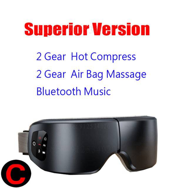 Smart Eye Massager Airbag Air Pressure Bag Eye Mask Care Vibrator Hot Compress Bluetooth Heating Fatigue Relief Foldable Massage - TheWellBeing4All