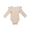 Newborn Infant Kids Baby Girls Boys Autumn Causal Bodysuits Ruffles Long Sleeve Solid Warm Jumpsuits Outfit 0-24M - TheWellBeing4All