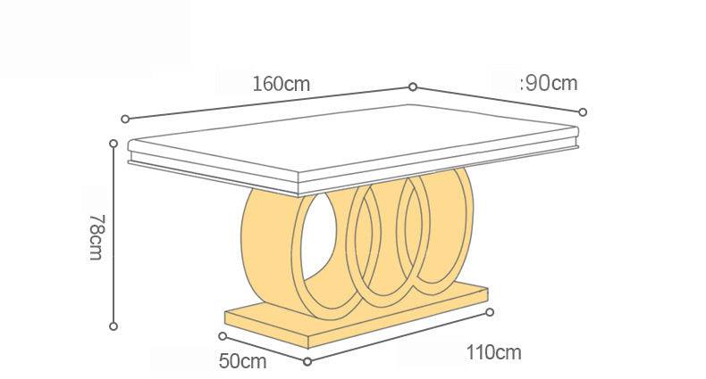 Modern design metal marble top dining table restangle - TheWellBeing4All