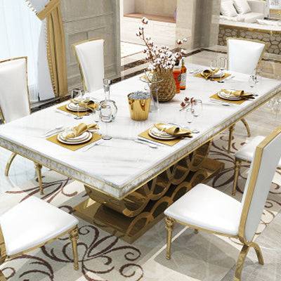 Modern design metal marble top dining table restangle - TheWellBeing4All