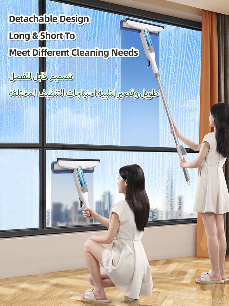 Multifunctional Spray Mop Window Cleaner Glass Wiper with Silicone Scraper Shower Wiper Floor Cleaning Mop Window Washer - TheWellBeing4All