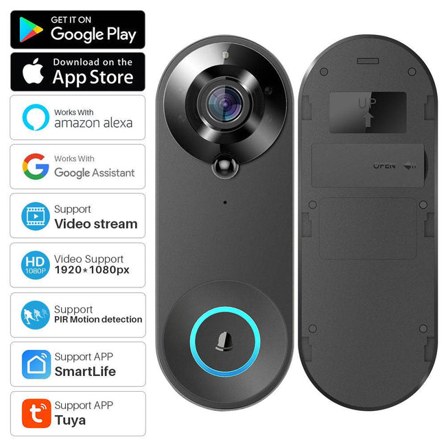 Smart Doorbell Camera   Works With Alexa Echo Show Google Home - TheWellBeing4All