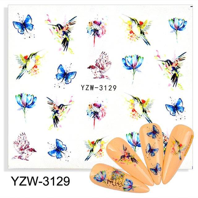 Nail Sticker Wolf Stickers Sliders,Sheets Geometric Animal Nail Art Stickers,Water Transfer Diamond Panda Wolf Deer Watercolor Ink Nail Sliders Design for Acrylic Nail Supplies,DIY Manicure Nail Art Decals Nail Decoration - TheWellBeing4All