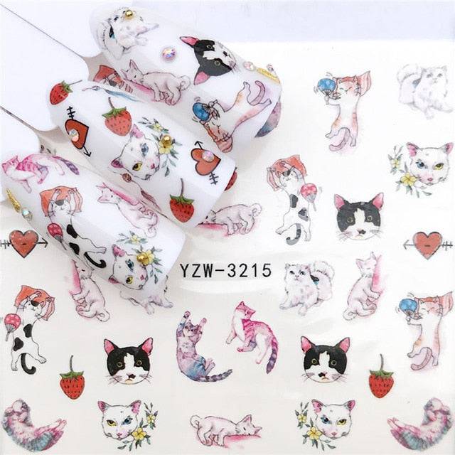 Nail Sticker Wolf Stickers Sliders,Sheets Geometric Animal Nail Art Stickers,Water Transfer Diamond Panda Wolf Deer Watercolor Ink Nail Sliders Design for Acrylic Nail Supplies,DIY Manicure Nail Art Decals Nail Decoration - TheWellBeing4All