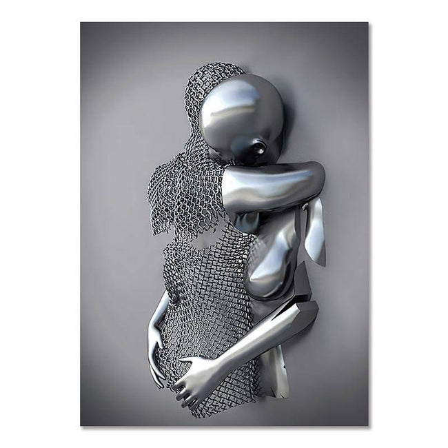 Metal Figure Statue Canvas Painting Romantic Abstract Posters Prints Wall Art Pictures Modern Living Room Decorations - TheWellBeing4All