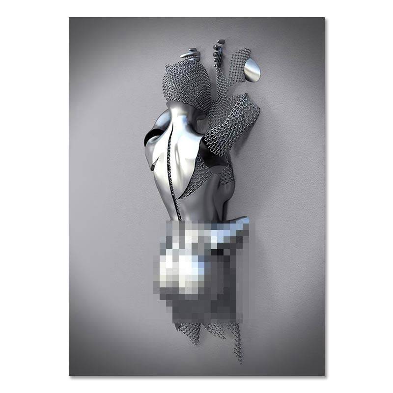 Metal Figure Statue Canvas Painting Romantic Abstract Posters Prints Wall Art Pictures Modern Living Room Decorations - TheWellBeing4All