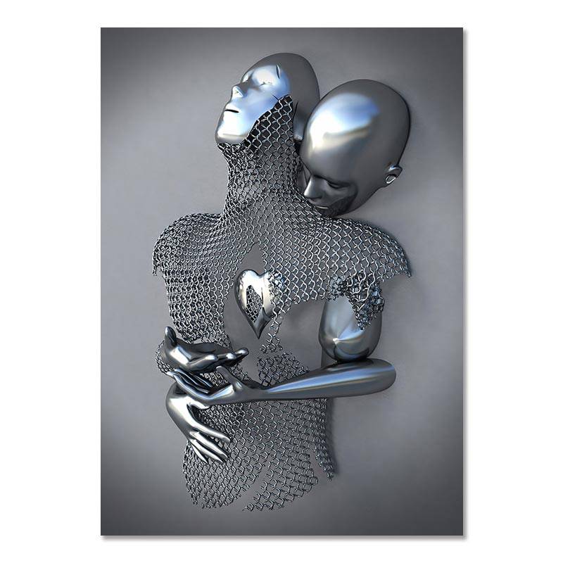 Metal Figure Statue Canvas Painting Romantic Abstract Posters Prints Wall Art Pictures Modern Living Room Decorations - TheWellBeing4All