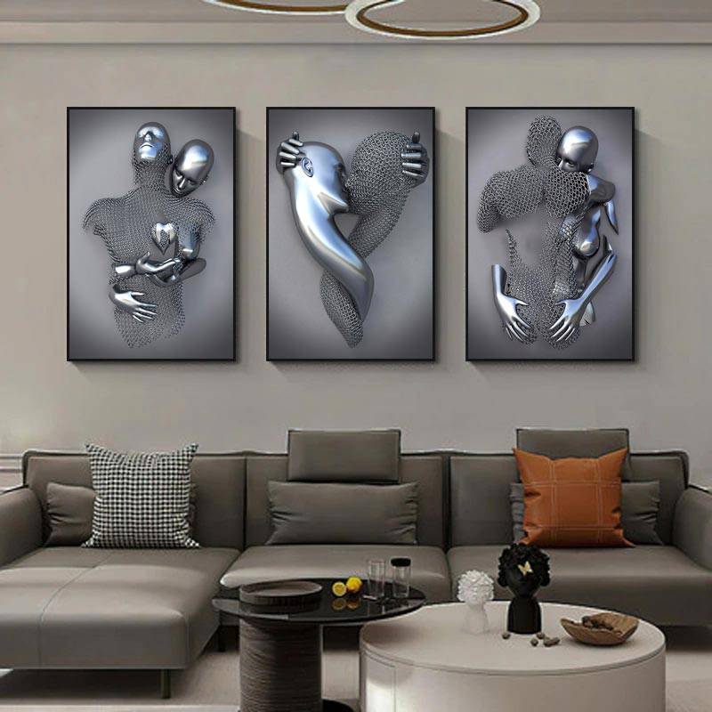Metal Figure Statue Canvas Painting Romantic Abstract Posters Prints Wall Art Pictures Modern Living Room Decorations - TheWellBeing4All