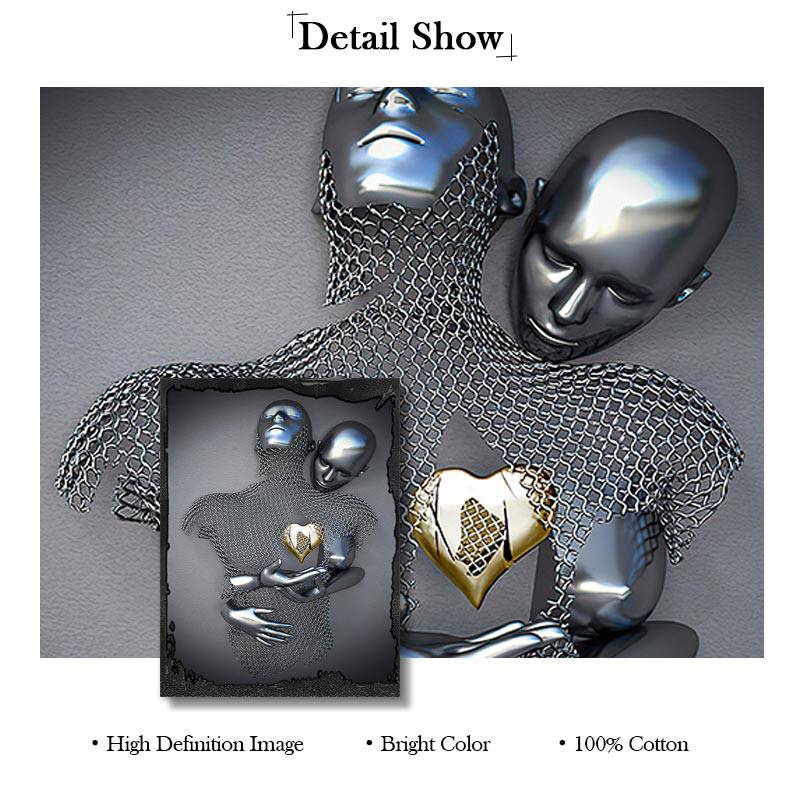 Metal Figure Statue Canvas Painting Romantic Abstract Posters Prints Wall Art Pictures Modern Living Room Decorations - TheWellBeing4All