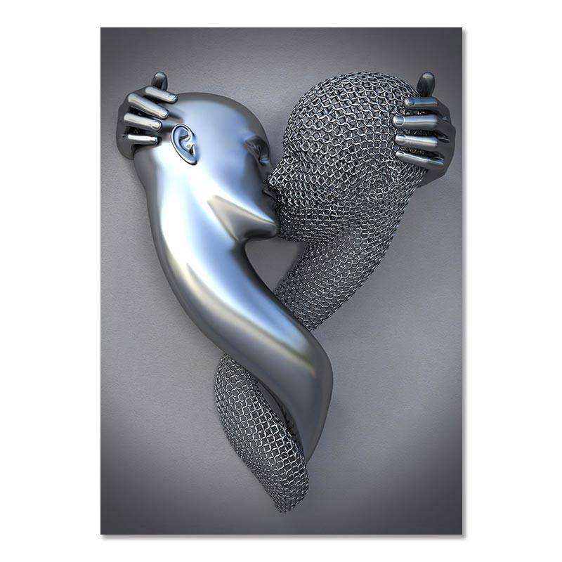 Metal Figure Statue Canvas Painting Romantic Abstract Posters Prints Wall Art Pictures Modern Living Room Decorations - TheWellBeing4All