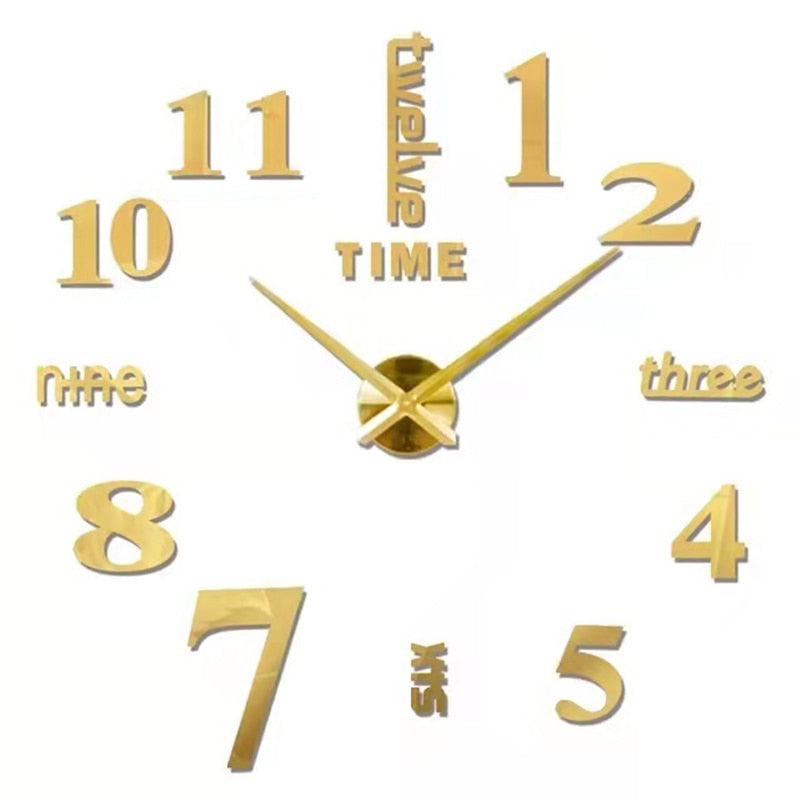 Modern Design Large Wall Clock 3D DIY Quartz Clocks Fashion Watches Acrylic Mirror Stickers Living Room - The Well Being The Well Being 018 Gold / 3D Diameter100-130CM The Well Being Modern Design Large Wall Clock 3D DIY Quartz Clocks Fashion Watches Acrylic Mirror Stickers Living Room