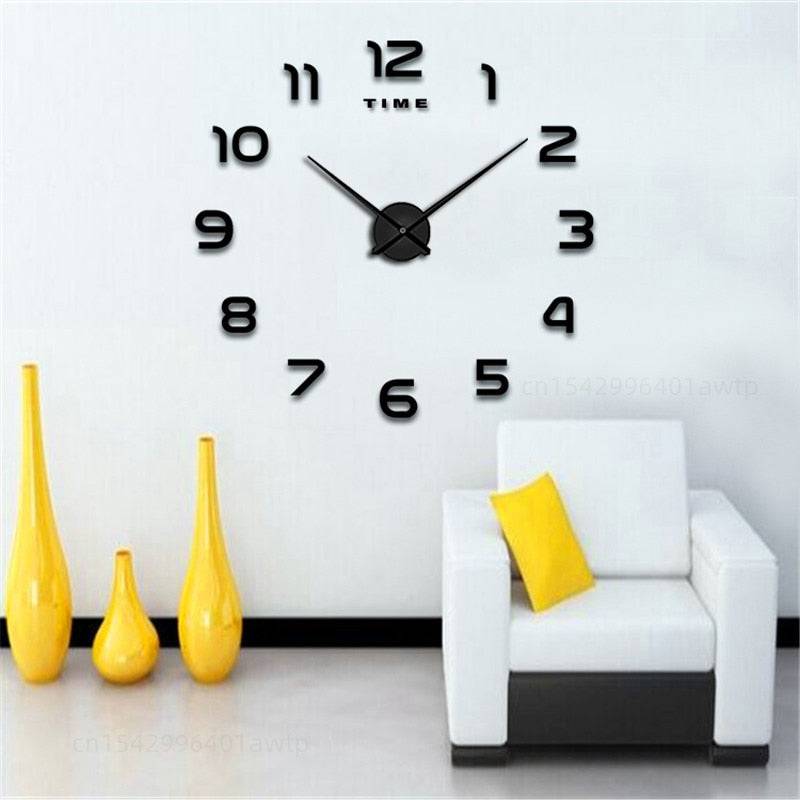 Modern Design Large Wall Clock 3D DIY Quartz Clocks Fashion Watches Acrylic Mirror Stickers Living Room - TheWellBeing4All