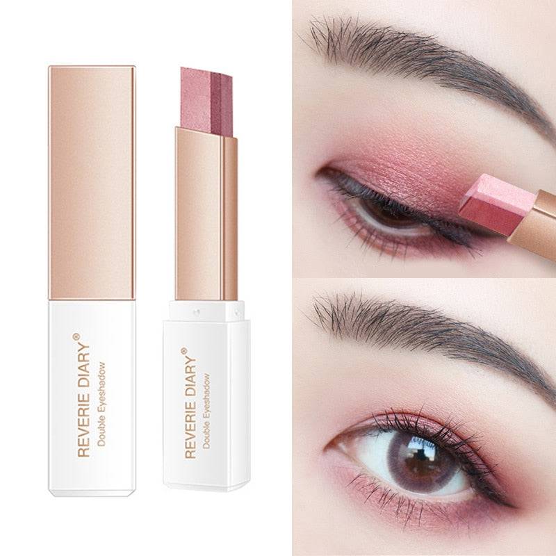 Lazy Eyeshadow Stick Gradient Two-tone Eyeshadow Waterproof Sweat-proof Natural Daily Makeup Double Color Eyeshadow - TheWellBeing4All