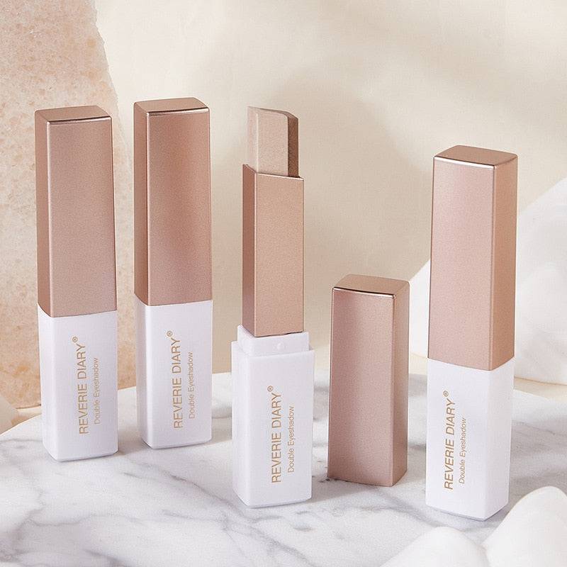 Lazy Eyeshadow Stick Gradient Two-tone Eyeshadow Waterproof Sweat-proof Natural Daily Makeup Double Color Eyeshadow - TheWellBeing4All