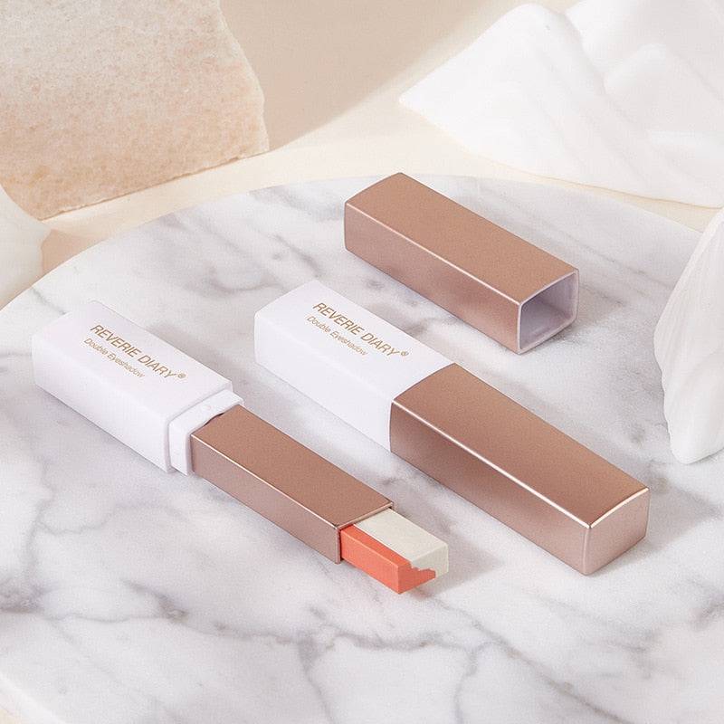 Lazy Eyeshadow Stick Gradient Two-tone Eyeshadow Waterproof Sweat-proof Natural Daily Makeup Double Color Eyeshadow - TheWellBeing4All