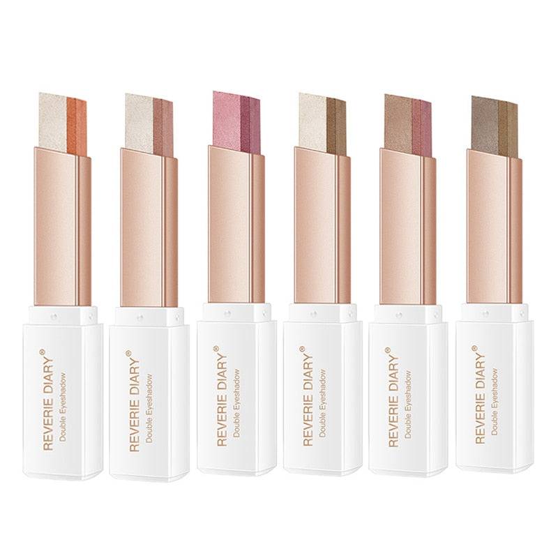 Lazy Eyeshadow Stick Gradient Two-tone Eyeshadow Waterproof Sweat-proof Natural Daily Makeup Double Color Eyeshadow - TheWellBeing4All
