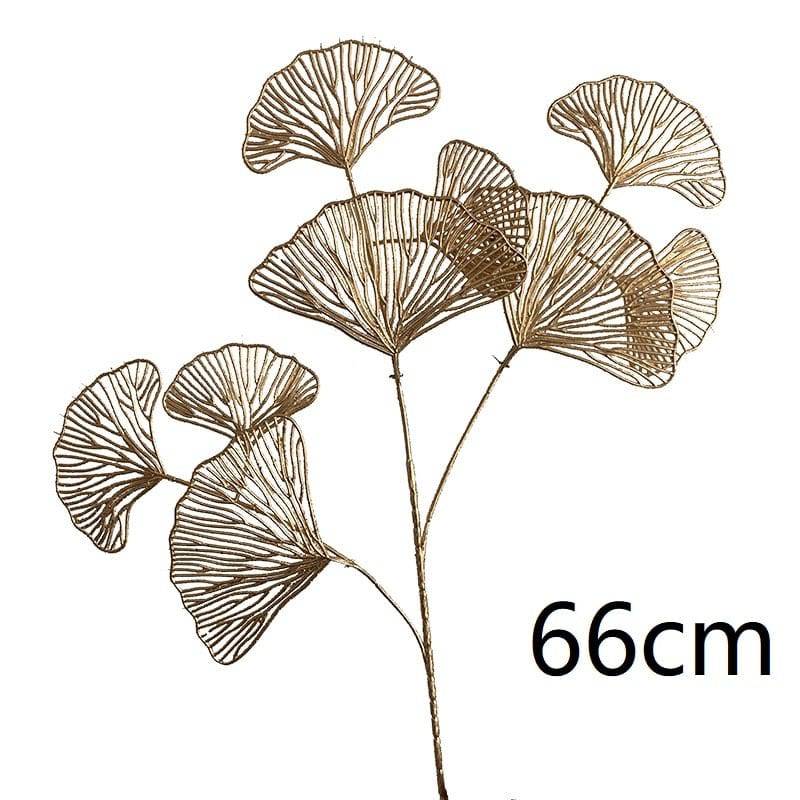 Three-pronged Fan Leaf Netting Artificial Gold Ginkgo Eucalyptus Holly For Wedding Arch Flower Arrangement1PC - TheWellBeing4All