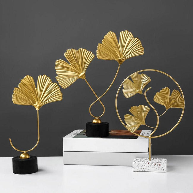 Nordic Gold Ginkgo Leaf Crafts Leaves Sculpture Luxury Living Room Decor Home Decoration Accessories Office Desktop Ornaments - TheWellBeing4All