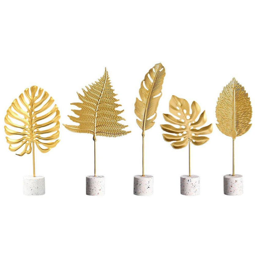 Nordic Gold Ginkgo Leaf Crafts Leaves Sculpture Luxury Living Room Decor Home Decoration Accessories Office Desktop Ornaments - TheWellBeing4All