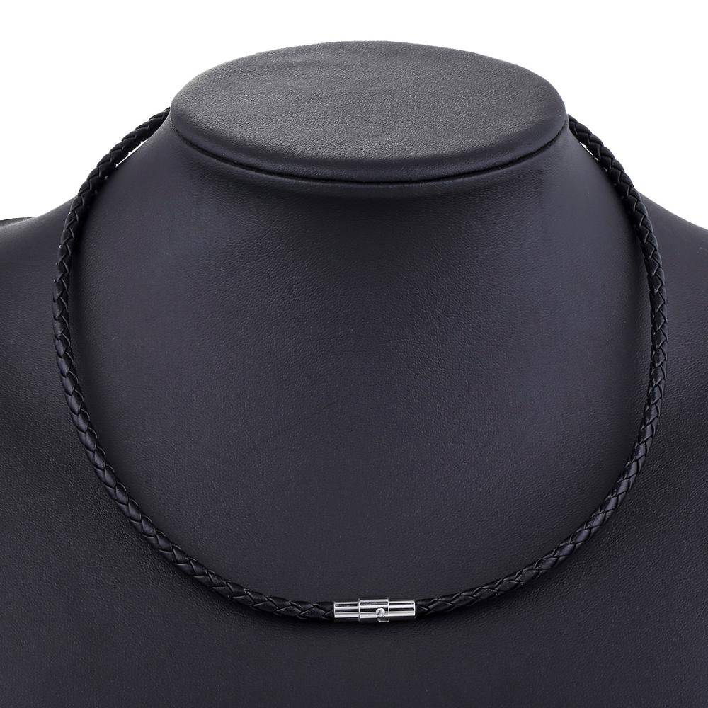 Men's Leather Choker Brown Black Braided Rope Chain Necklace For Men Boys Stainless Steel Clasp Male Jewelry - TheWellBeing4All