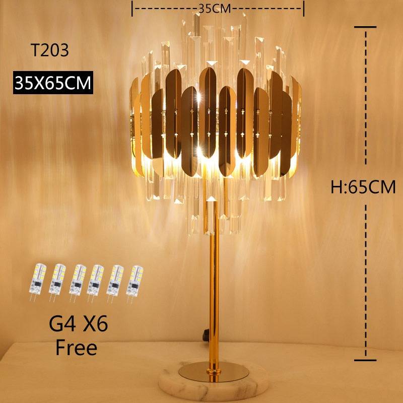 Luxury Modern Crystal Gold Stand Floor Lamp LED For Bedroom Living Room Indoor Home Light Fixtures - TheWellBeing4All