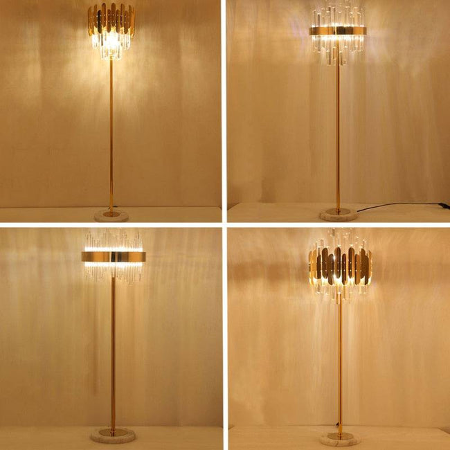 Luxury Modern Crystal Gold Stand Floor Lamp LED For Bedroom Living Room Indoor Home Light Fixtures - TheWellBeing4All