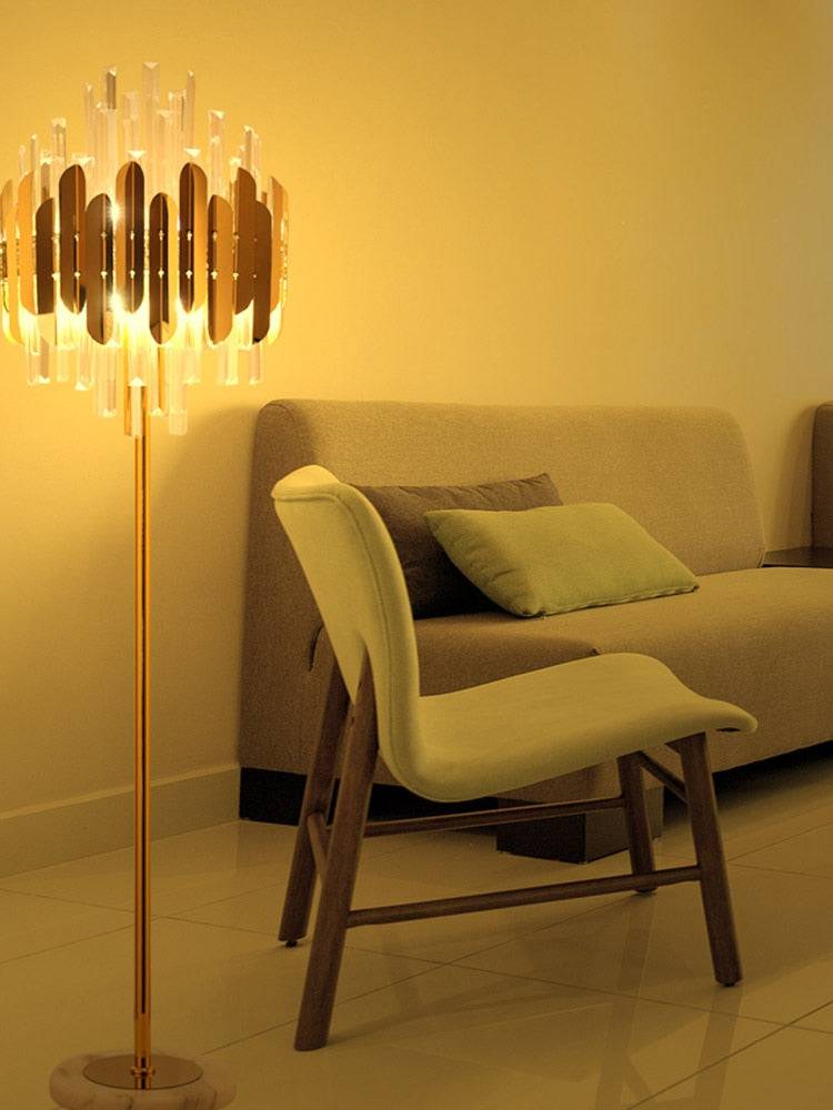Luxury Modern Crystal Gold Stand Floor Lamp LED For Bedroom Living Room Indoor Home Light Fixtures - TheWellBeing4All