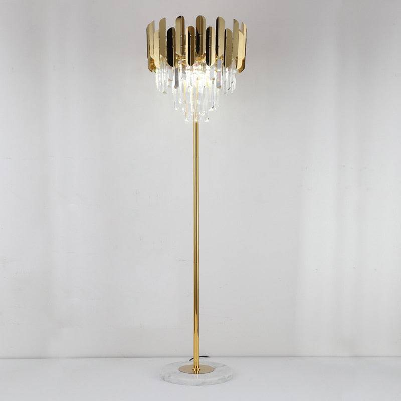 Luxury Modern Crystal Gold Stand Floor Lamp LED For Bedroom Living Room Indoor Home Light Fixtures - TheWellBeing4All