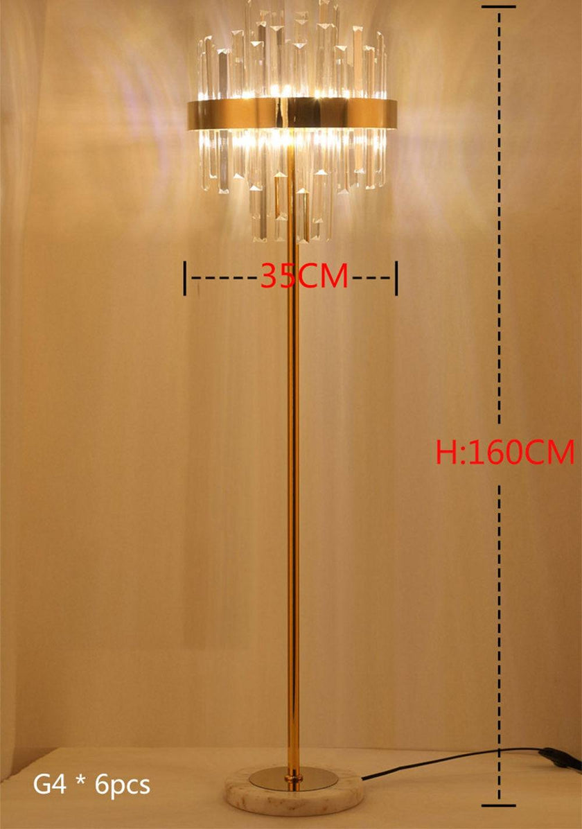 Luxury Modern Crystal Gold Stand Floor Lamp LED For Bedroom Living Room Indoor Home Light Fixtures - TheWellBeing4All