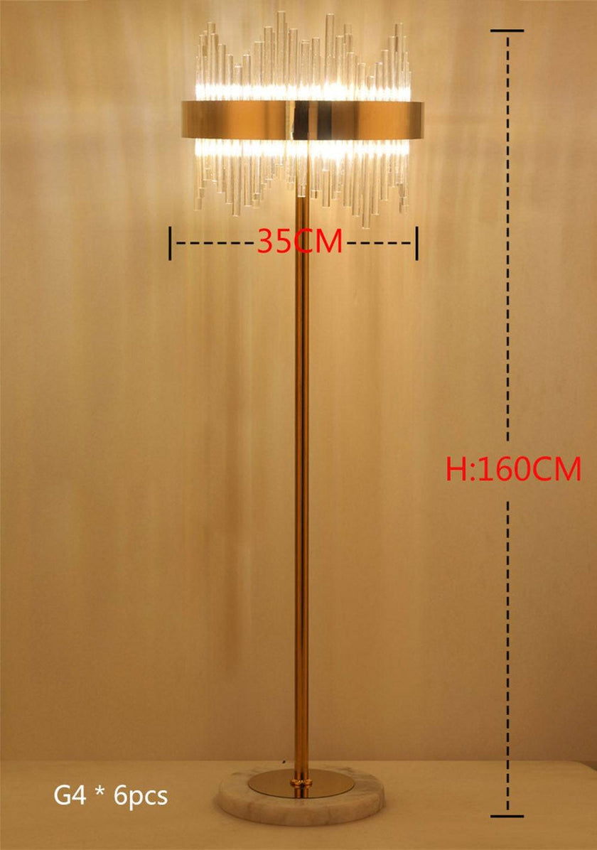 Luxury Modern Crystal Gold Stand Floor Lamp LED For Bedroom Living Room Indoor Home Light Fixtures - TheWellBeing4All