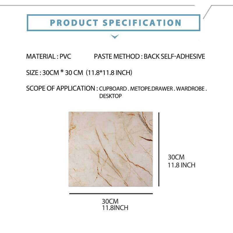 WallStickers Self Adhesive Waterproof Marble PVC Floor Sticker Bathroom living room Renovation Decals Wall Ground Decor - TheWellBeing4All