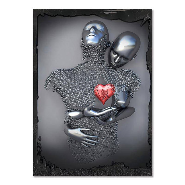 Metal Figure Statue Canvas Painting Romantic Abstract Posters Prints Wall Art Pictures Modern Living Room Decorations for Home - TheWellBeing4All